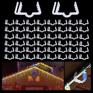 jixsloft Plastic Christmas Light Hanger Clips, Fascia Board Clips, Deck Banister Light Clips, Holiday Light Clips Hangers Outside Indoor for Fascia Board in Thickness from 3/4'' - 7/8" (100PCS)