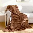 Eastsora Heated Blanket Flannel Blanket Throw, 50"X 60"Electric Heating Blanket with ETL & FCC & 12 Heating Levels & Auto Shut OffMachine Washable (Light Gray)