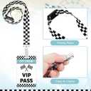 MotiMind 30 Sets Vintage Racing VIP Pass Cards with Checkered Racing Lanyards Bulk PVC Retro Vintage VIP Pass Cards with White and Black Lanyards for Race Car Birthday Party Fast One Party Supplies