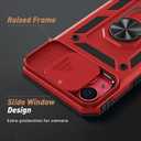 Goton for iPhone 14 Plus Case with Screen Protector - Slide Camera Cover Phone Case with Ring Stand, Heavy Duty Military Grade Shockproof Rugged Bumper for iPhone 14 Plus Accessories Red