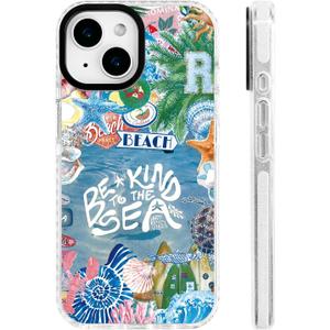 for iPhone 13 mini Case [Military-Grade Drop Protection/Eco-Friendly Soft TPU Protective/Camera Protection/for Women & Girls]-Tropical Ocean Love Hand-Painted Collage