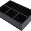 Tea Bag Organizer Wood Black, 4 Compartments Tea Bag Holder, Large Capacity Sugar Packet and Coffee Station Organizer, Tea Bags Caddy Drawer Storage Container for Countertop