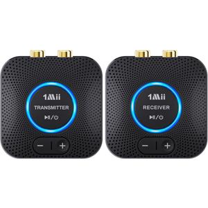 1Mii 2.4GHz Wireless Audio Transmitter Receiver Set for TV, 262Ft/80M Long Range 25ms Low Latency with AUX RCA in/Out, Wireless Audio Adapter for TV PC Powered Speaker Amplifier Soundbar