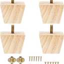 4PCS Wood Furniture Legs 2 inches Square Furniture Legs with Bolt Walnut Sofa Legs Couch Legs Replacement for Legs for Piano Bench, Chest-Turned-Coffee Table (Unfinished Wood Color)