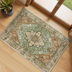 RELEANY Washable Area Rug, Runner 3'x20', Brick/Brown/Green