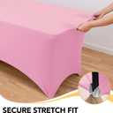 6-Pack Premium Pink Spandex Tablecloths for 6ft Rectangle Tables, Stain & Wrinkle-Resistant, Washable Stretch Polyester Fitted Table Cover for Weddings, Banquets, Trade Shows Events
