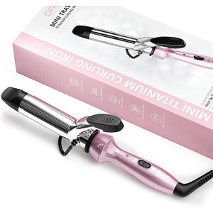 DAN Technology Travel Mini Curling Iron, Dual Voltage Curling Iron up to 450F for Short Hair,Nano - Titanium Barrels & 30s PTC Fast Heating