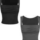 CIDER 2 Pack Women Tank Tops Set Ruched Square Neck Sleeveless Going Out Cute Crop Top Trendy
