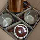 GBhome 8 OZ Stackable Coffee Mugs, Ceramic Coffee Mugs with Texture Patterns for Man,Woman,Dad,Mom, Modern Coffee Cups Set of 4 for Espresso/Cappuccino. Dishwasher&Microwave Safe, (Caramel)