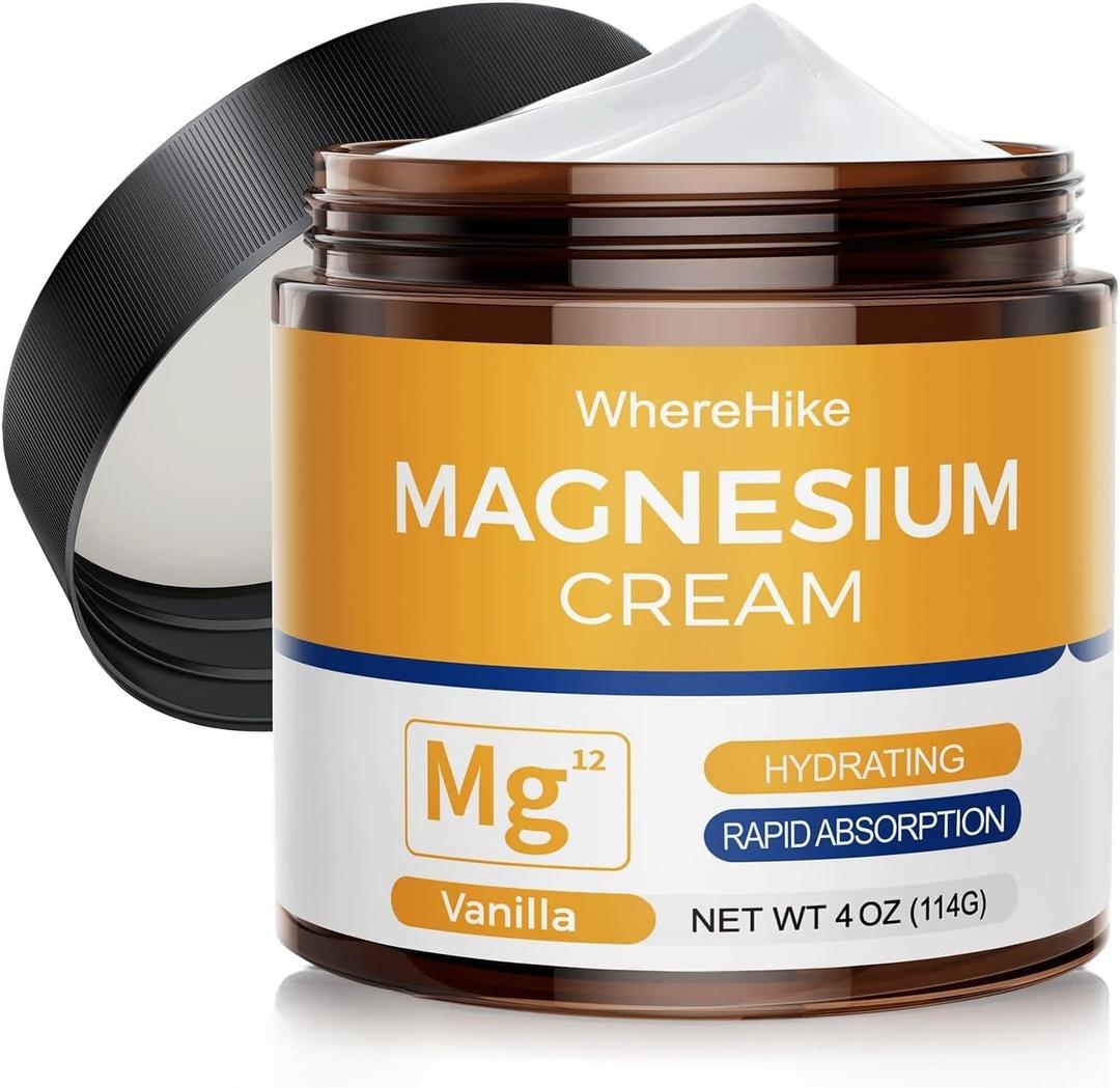 3 x STILIP Natural Topical Magnesium Cream  Magnesium Lotion for Nighttime Skin Care, Lightweight Moisturizing Body Cream for Deep Hydration-Vanilla