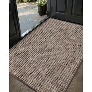 Color&Geometry Thin Indoor Door Mat 36"x60", Dirt & Moisture Trapping, Non-Slip Rubber Backing, Low Profile Inside Doormat for Home Entrance, Entryway, Patio & Porch,Classic Brown
