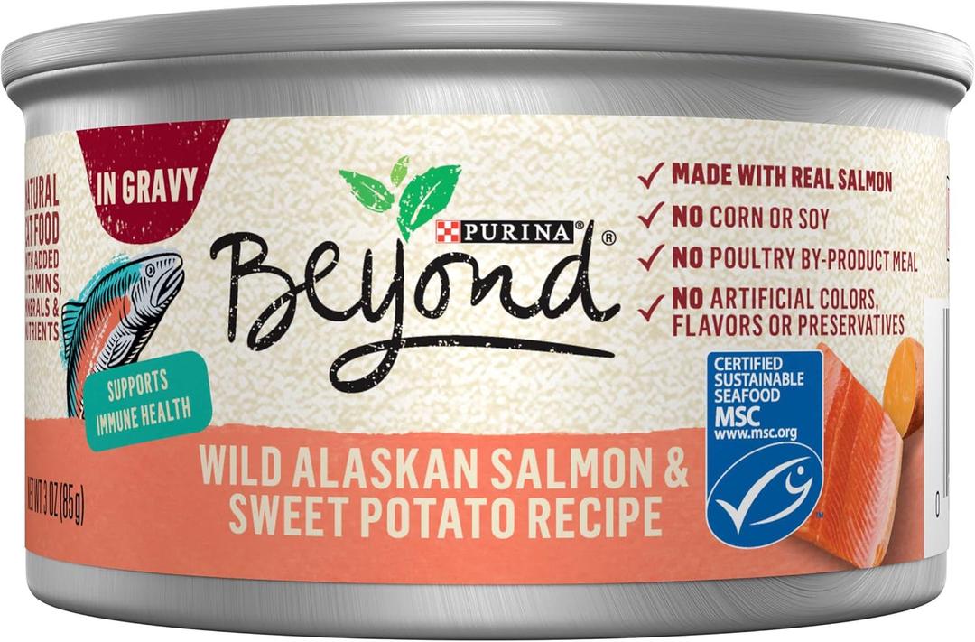 Purina Beyond Wild Alaskan Salmon and Sweet Potato Recipe In Wet Cat Food Gravy - (Pack of 12) 3 Oz. Cans, BBD 08/2025