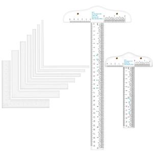9 Pcs/Set Creative Positioning Pieces Card Corners Helpers with 6"/12" Clear Acrylic T-Square Ruler Stamping Corners Paper Craft Supplies Scrapbooking Tools for Paper Craft Card Making