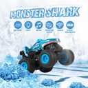 DYODYORC Remote Control Car, 2.4Ghz All Terrain Shark Monster Truck Toys, RC Truck with Music, 3 Lighting Effects, 360 Stunt Capable, 2 Batteries Ready to Run, Toy Gifts for Boys and Girls (Blue)