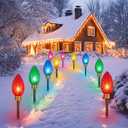 Minetom 2 Pack 11Feet 5 LED Super Jumbo Christmas String Lights or Pathway Marker Lights, Outdoor Xmas Decorations, Jumbo C9 Hanging Lights Waterproof Lawn Dec for Holiday Tree Roof Yard Garden