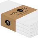 Native Fab Set of 4 Cotton Cloth Napkins, 18x18 inch, Hemstitch Mitered Corners, Soft, Absorbent, Durable Fabric, Premium Linen Napkins for Wedding, Lunch, Dinner, and Everyday Use - White