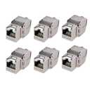 Cable Matters UL Listed 10Gbps 6-Pack RJ45 Shielded Cat6A / Cat6 Keystone Jack with Integrated Shutter