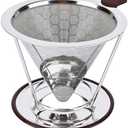 Pour Over Coffee Dripper, Pour-over Filters with 800 Mesh Steel Mesh Optimize Extraction For Rich Coffee Flavor, Stainless Steel Filter, Paperless Pour-over