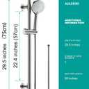 Shower Slide Bar Handheld Shower Head with Hose, 5-Function Hand Shower with Wall Mountshower slide bar,adjustable height shower head (A-round, Brushed Nickel)