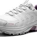 NORTIV 8 Women's Waterproof Hiking Shoes Lightweight for Walking All Day Comfort Non-Slip Outdoor Trekking Camping Climbing Fashion Sneakers Armadillo FieldLite (White/Purple,8.5)