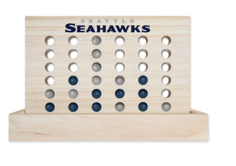 Rico Industries NFL Seattle Seahawks 4-in-A-Row Travel Board Game Wooden 4 in a Row Board Game Line up 4 Game Travel Board Games for Kids and Adults