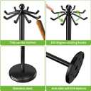 Kitchen Countertop Utensil Holder, Stainless Steel Rotatable Cooking Utensils Holder with 8 Rotating Hooks, Hanging Organizer for Spoon, Spatula, Black