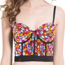 Charmian Women's Bustier Crop Top Mesh Corset Top Push up Rhinestone Diamond Bra Club Party Vest ,Size 2XL