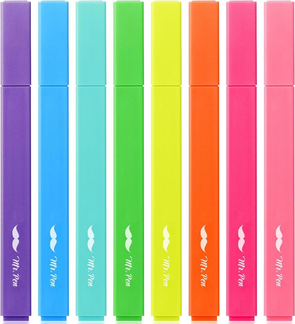 Mr. Pen- Aesthetic Highlighters No Bleed, 8 Pack, Vibrant Colors, Chisel Tip, Cute Highlighters Assorted Colors for Journaling, Highlighting, Underlining, Fast Dry, Back to School Supplies