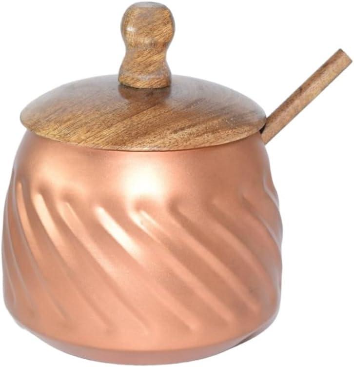 Frescorr - Sugar Bowl with Lid and Spoon, 14 oz Sugar Bowl with Spoon, Sugar Container for Coffee Bar, Sugar Jar, Modern Farmhouse Kitchen Decor (Medium)