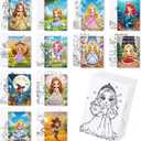 Zynlio 12 Packs Princess Pre Drawn Canvas for Painting, Pre Printed Cute Bulk Painting Canvas with Pictures to Paint Gift