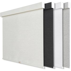 Cordless Blackout Roller Shades for Windows, Linen Texture Blinds with Valance, Pull Down Room Darkening Thermal Insulated UV Protection Shades for Home and Office (Beige, Custom Size)