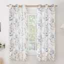 BGment Linen Curtains for Bedroom 63 Inch Length 2 Panels Set Floral Leaf Patterns, Light Filtering Window Privacy Curtains for Living Room Boho Farmhouse Vintage, Each 42 Inch Wide, Navy