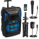 Pyle Bluetooth PA Speaker & Microphone System - Portable Karaoke Speaker with Wired Mic, Built-in LED Party Lights, FM Radio, MP3/USB/Micro SD Readers, Speaker Stand (8’’ Subwoofer, 400 Watt MAX)
Missing accessories