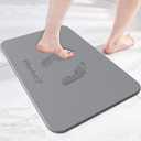 Bath Stone Mats Diatomaceous Earth Fast Water Drying Super Absorbent Diatomite Mat with Non-Slip for Bathroom Shower Floor, Kitchen Pad, 15.35x23.62inch, Grey, Hard 1-Pack
