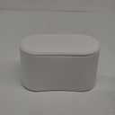 AYADA Mini Trash Can with Lid, Press-Type with Removable Inner Plastic Small Garbage Can Little Tiny Waste Basket Compact Covered Closable Trash Bin Desk Countertop Office Oval Rectangle (White)