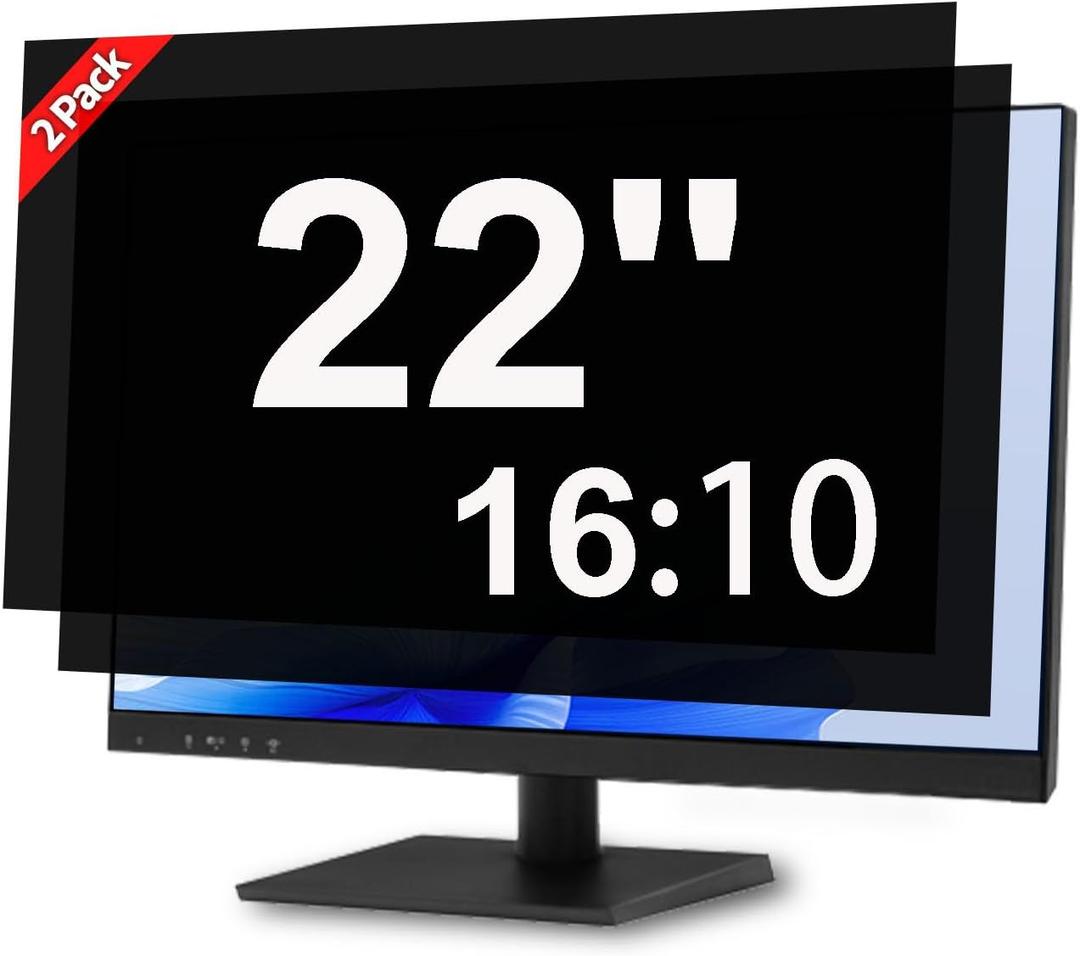 22 Inch Privacy Screen for Computer Monitor Blue Light Screen Protector Anti Glare Anti-Scratch Monitor Privacy Shield Screen 22 Inch 16:9 Aspect Ratio [2 Pack] (22.0 Inch Widescreen (16:10))