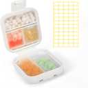 Dynippy Daily Pill Organizer 5 Compartments Portable Moisture Proof Small Pill Case for Pocket Purse Travel Pill Box Portable Medicine Vitamin Fish Oil Holder Container (White)