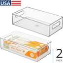 iDesign Stackable Fridge Bin, Clear, Set of 2