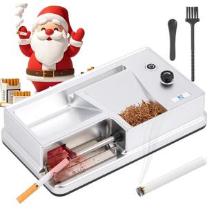 NEWTRY Infrared Sensor Cigarette Rolling Machine, Electric Automatic Tobacco Roller, Portable Tobacco Injector with 1 Brush, 1 Stirring Rod Silver (0.31)