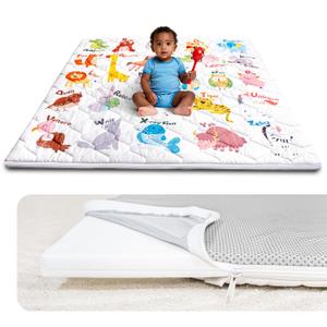Foam Baby Play Mat 50x50, Removable and Machine Washable Cover, Thicken Cushioning Playmat and Perfect for Playpen, Non-Slip Bottom, Easy to Clean for Infants, Toddlers & Babies (Animal)