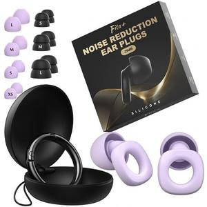 Fita+ Soft Reusable Ear Plugs for Noise Reduction up to 33dB, 7 Pairs XS/S/M/L, Soft Silicone Ear Plugs for Sleeping, Noise Cancelling for Work, Focus - Purple