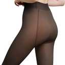 EXQUISLIFE Fleece Lined Tights Sheer Women - Fake Translucent Warm Pantyhose Leggings Sheer Thick Tights, for Winter (Small, Black+coffee)
