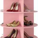 SpaceAid 7 Tier Rotating Shoe Rack Tower, Spinning Shoe Display Lazy Susan, Revolving 360 Shoe Rack Storage Round Carousel, Vertical Handbag Rotate Shoes Closet Organization (7-Tier Pink)