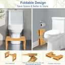 KingPavonini Bamboo Toilet Stool Squat 7in & 9in Heights Adjustable, Foldable Poop Stool for Adult, for Bathroom with Non-Slip Grooves Portable, Space-Saving, 400 lbs Capacity