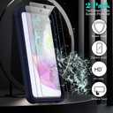 for Samsung Galaxy A35 5G Case with 2 Pack Tempered Glass Screen Protector, [Holster Series] Belt Clip Hard Tough Heavy Duty Rugged Shockproof Protective Cell Phone Case (Dark Blue)