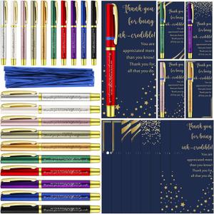 20 Sets 20 Sets Employee Appreciation Gifts Thank You Inspirational Ballpoint Pen with Positive Cards Graduation Appreciation Gift for Teacher Student Nurse Coworker Team End of Year (Proud)