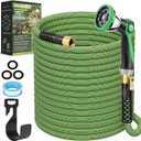 PALRORY Non-Expandable Garden Hose 100 ft, Ultra Lightweight Flexible Water Hose with 10-Pattern Nozzle, Leak-Proof, High-Density Fabric, Thickened Connector, Shut-Off Valve for Yard, Lawn, Outdoor