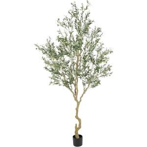 Nafresh Tall Faux Olive Tree，9ft（108in） Realistic Potted Silk Artificial Olive Tree， Fake Olive Trees Indoor with Green Leaves and Big Fruits for Home Office Living Room Stairs Patio Decor