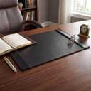 26.5 x 17.3 Inch Leather Desk Pad with Side Rails Mat, Black