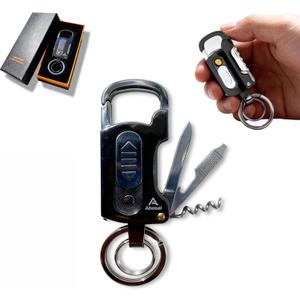 9-in-1 Multitool Keychain with windproof electric plasma coil permanent match infinity Lighter - USB Rechargeable, Knife, Screwdriver & More  Compact Multitool Gift